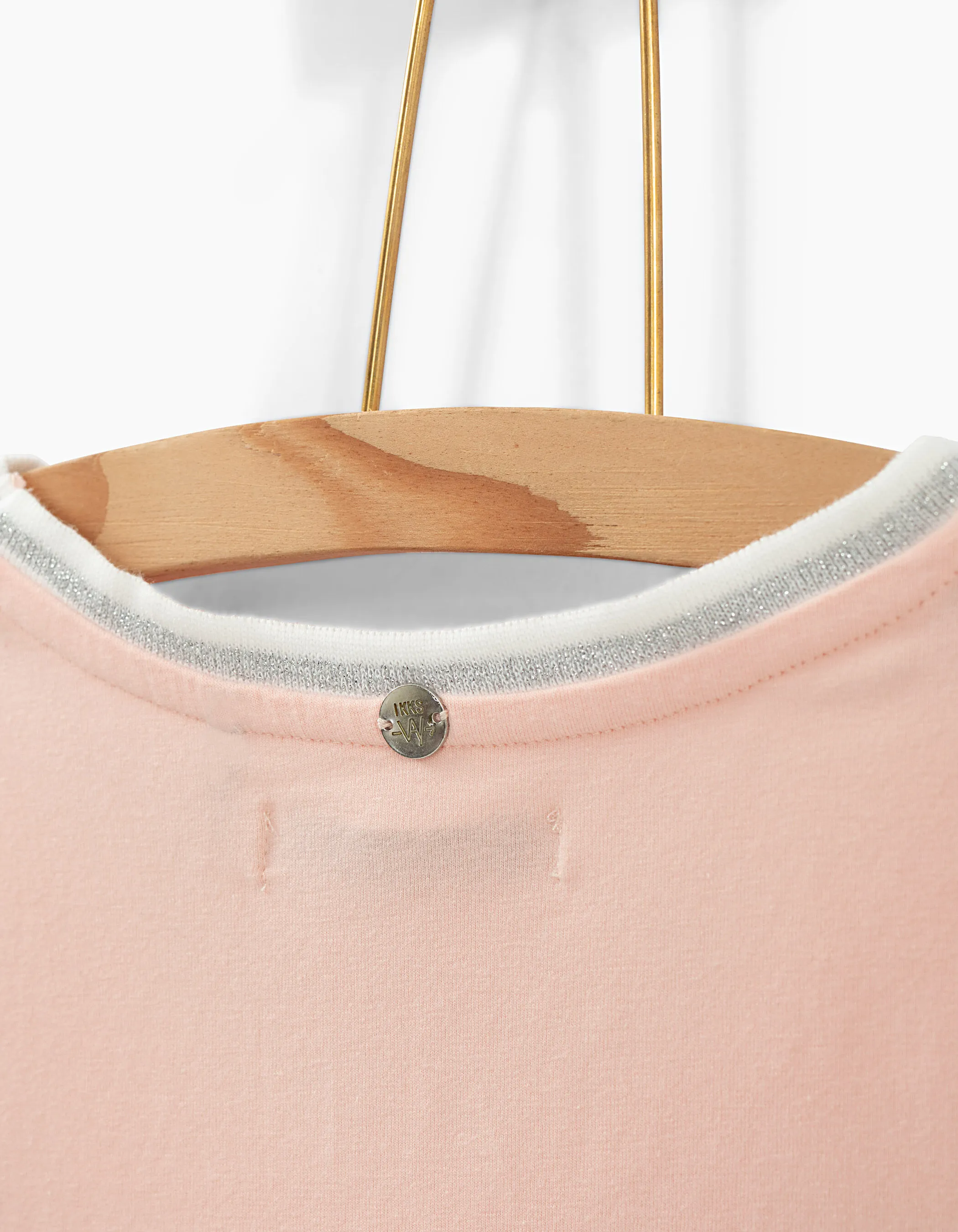 Tee-shirt cropped rose pastel à bord-côte fille