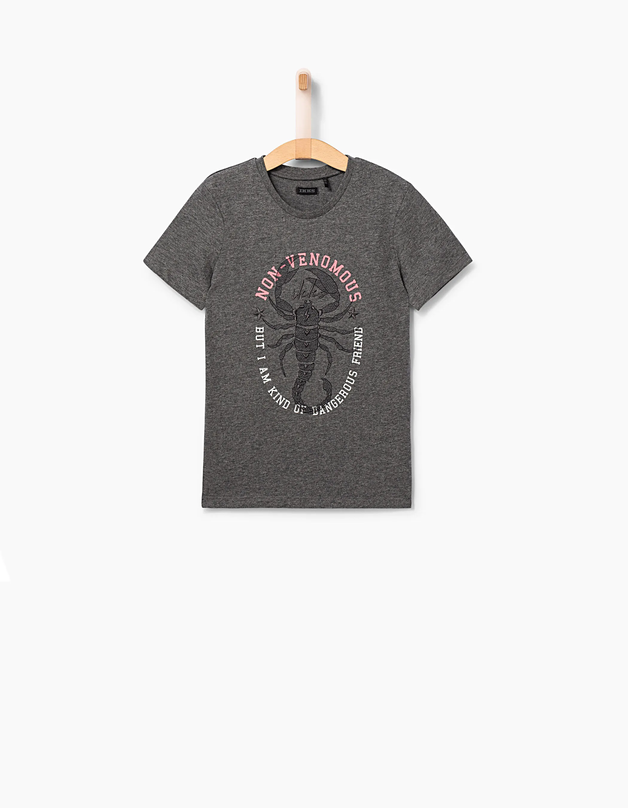 Tee-shirt gris foncé brodé scorpion garçon 