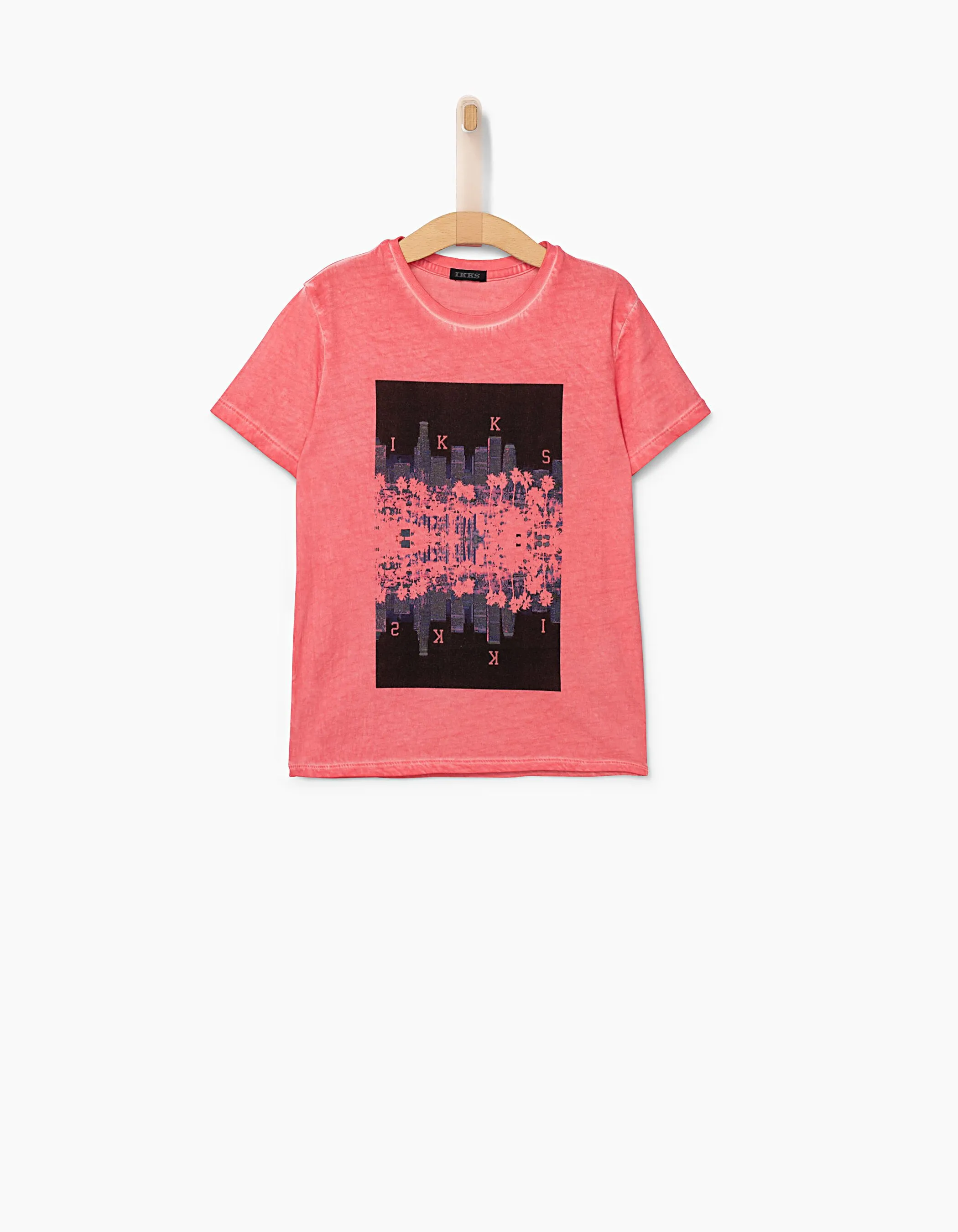 Tee-shirt rose moyen avec visuel sunset garçon 