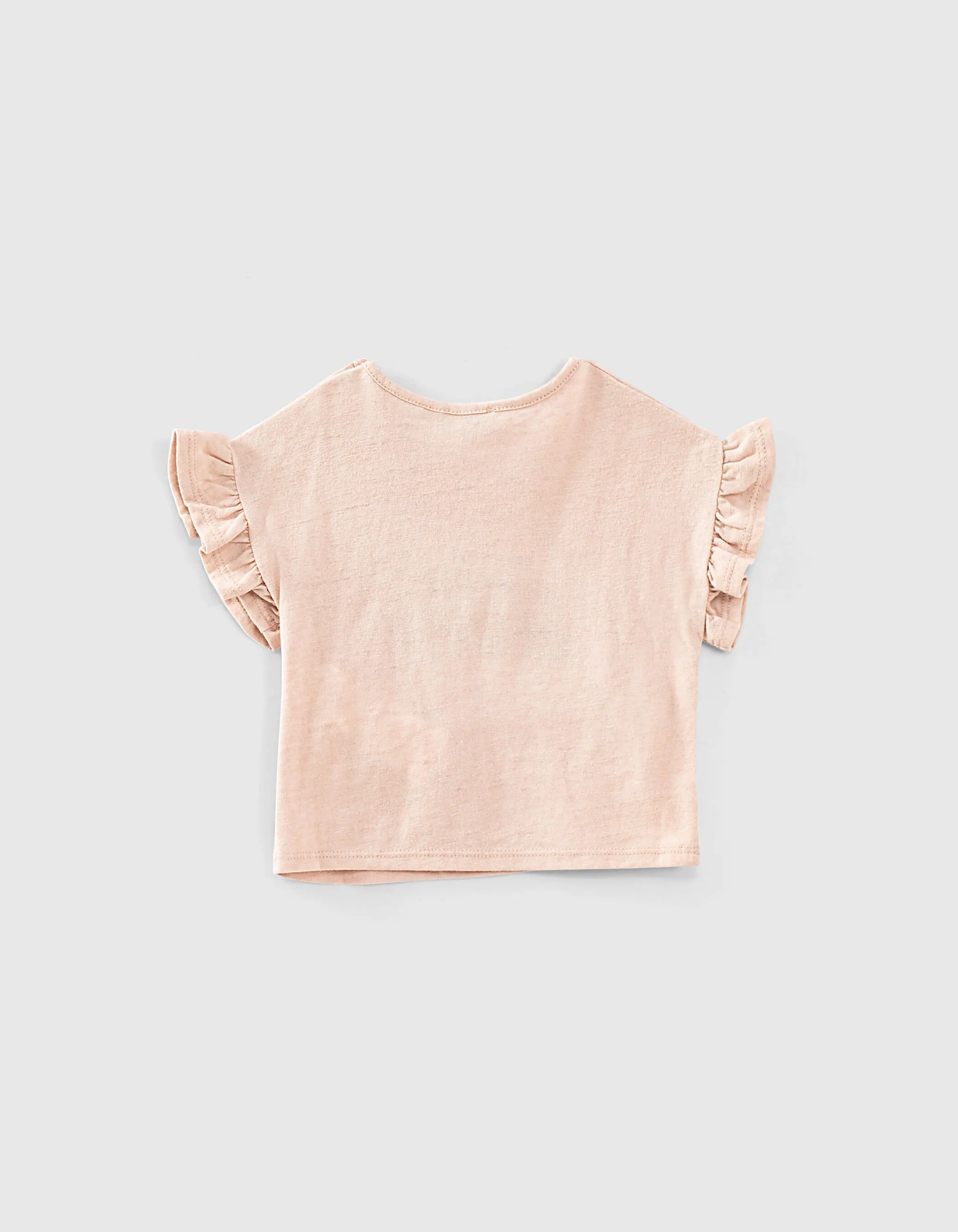 Tee-shirt rose poudré bio van et broderie bébé fille 