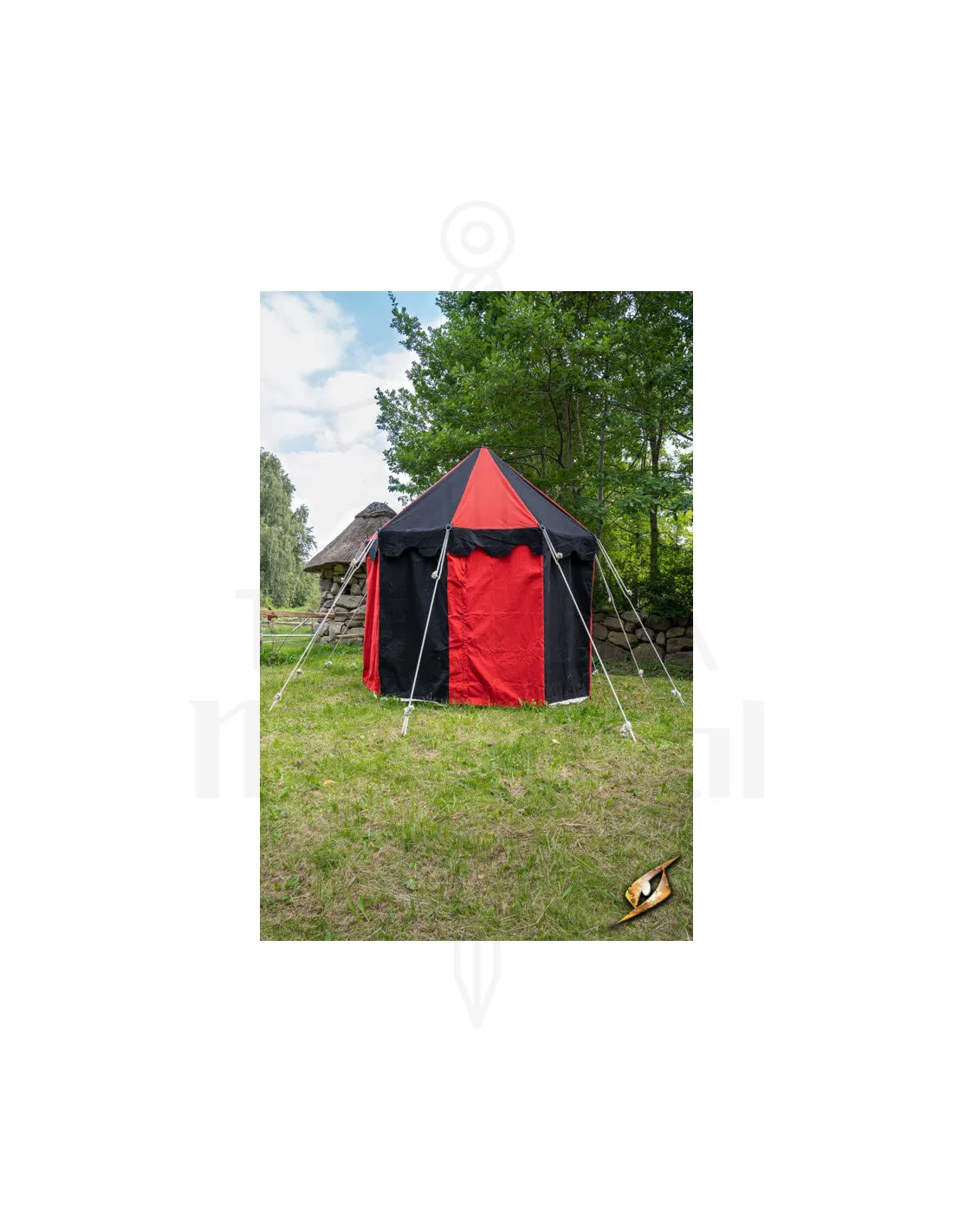 Tente médiévale pavillon, noir-rouge 3 mètres. (Version compacte) ⚔️ Boutique