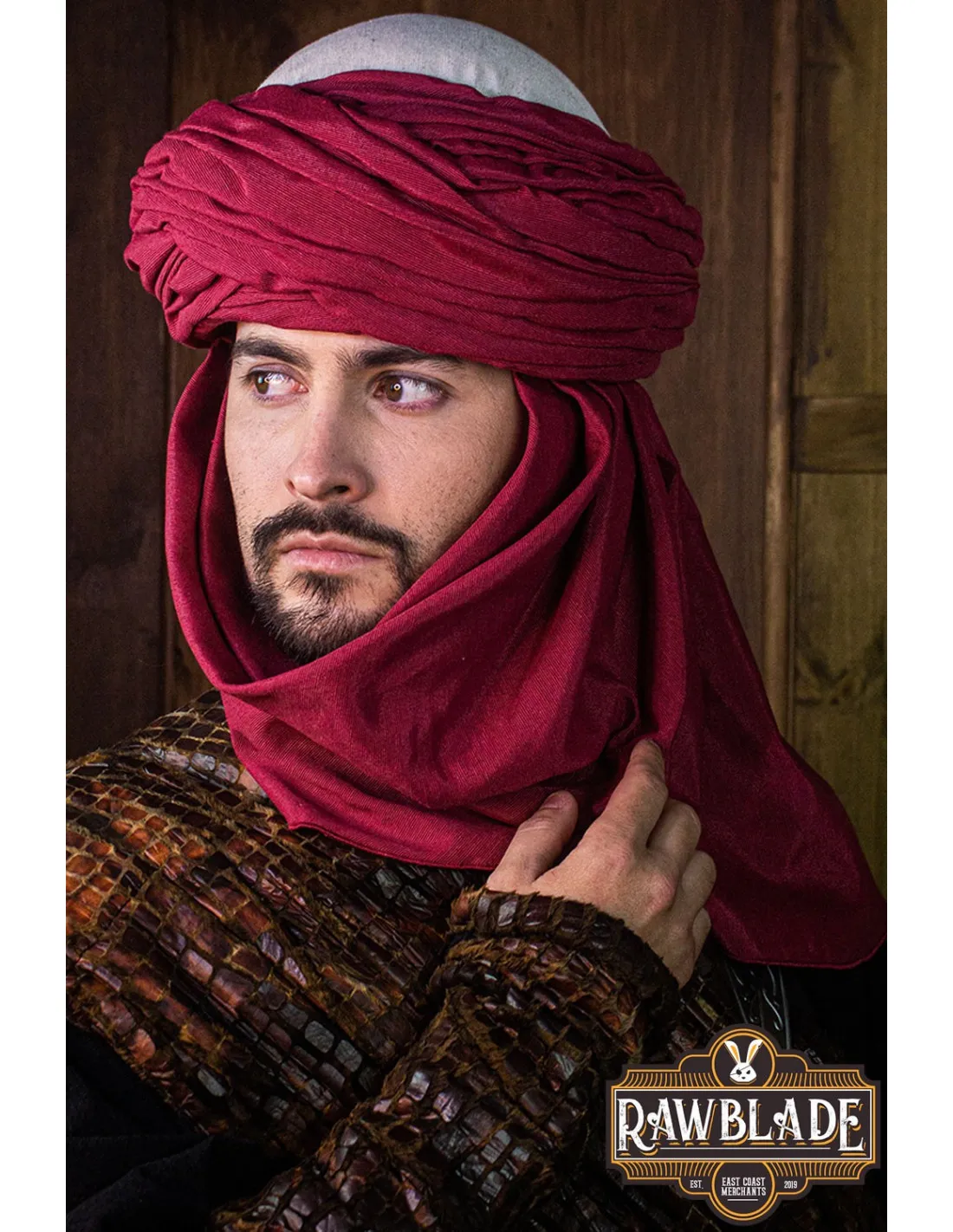 Turban Arabe Azraq - Blanc et Rouge ⚔️ Boutique Épées