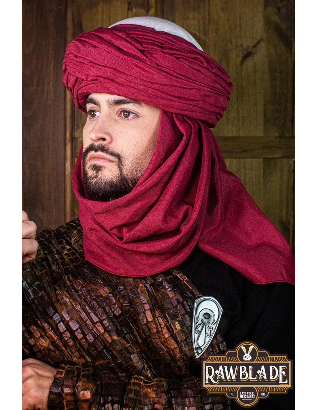 Turban Arabe Azraq - Blanc et Rouge ⚔️ Boutique Épées