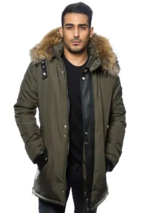 Veste homme Horspist Trader kaki col amovible fourrure véritable