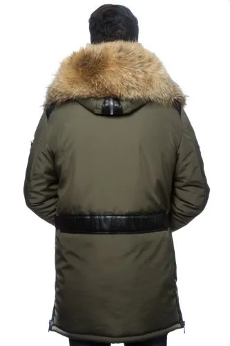 Veste homme Horspist Trader kaki col amovible fourrure véritable