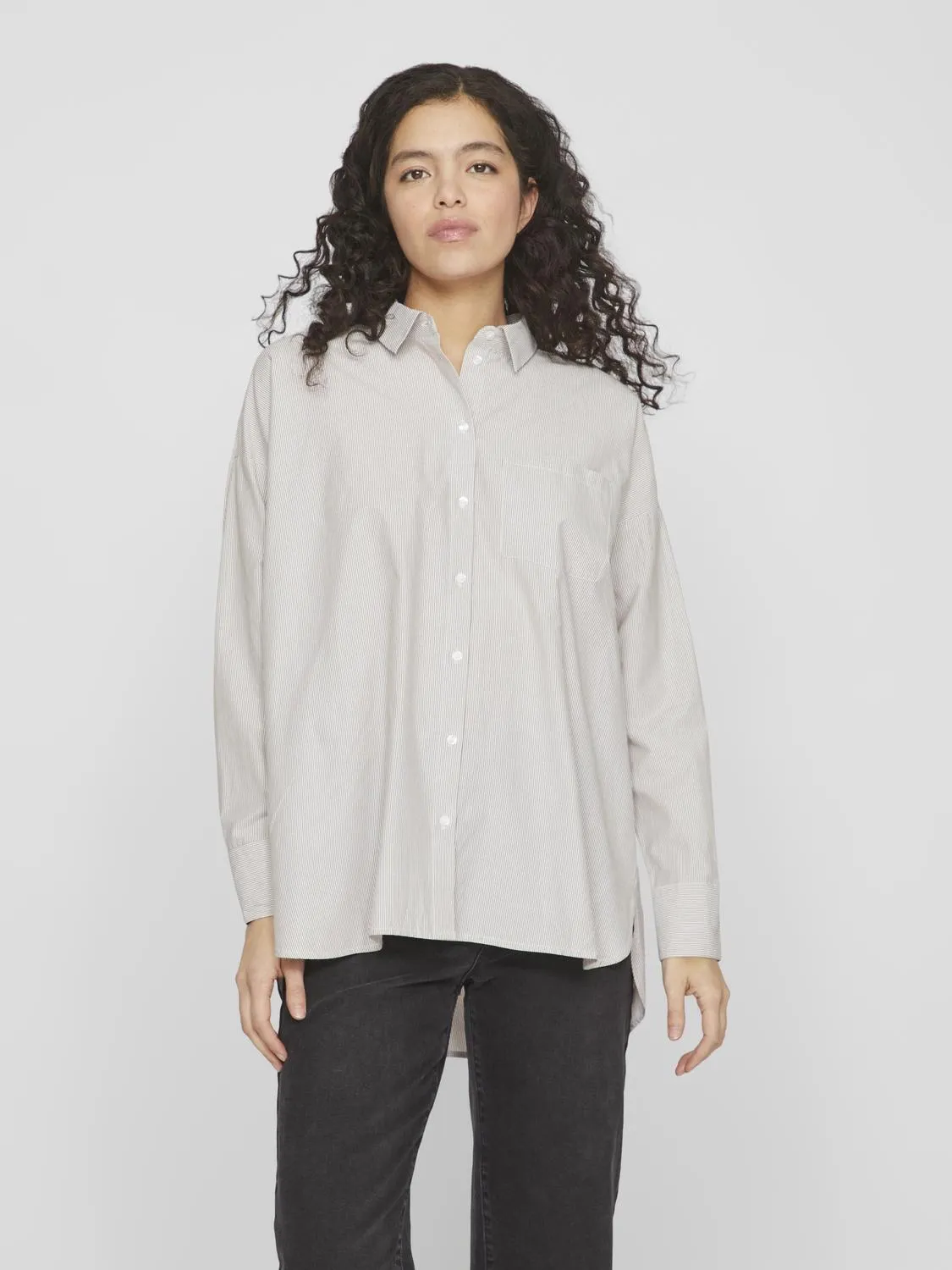 VILA Chemise Femme Oversize à Rayures Marron