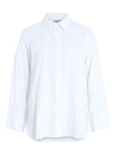 VILA VILINAJA Chemise Femme Coton et Lin Blanc